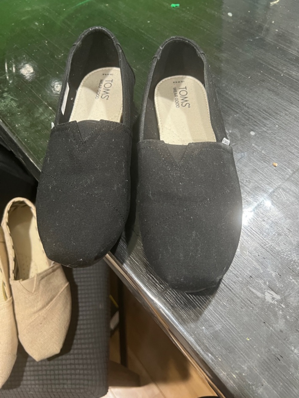 Toms Black Canvas Slip-On Loafers